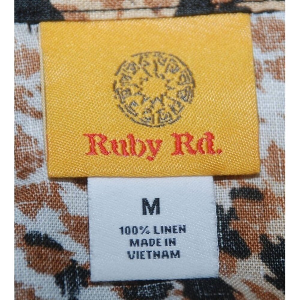 Ruby Rd. Size M Linen Lightweight Shacket Jacket Button Front Brown & Black Casu - Picture 9 of 9